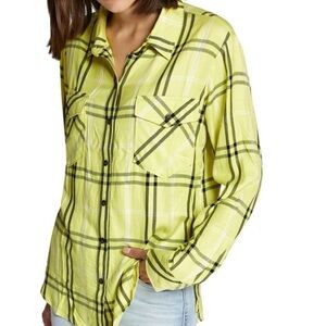 Sanctuary Yellow Plaid Button-Down Shirt